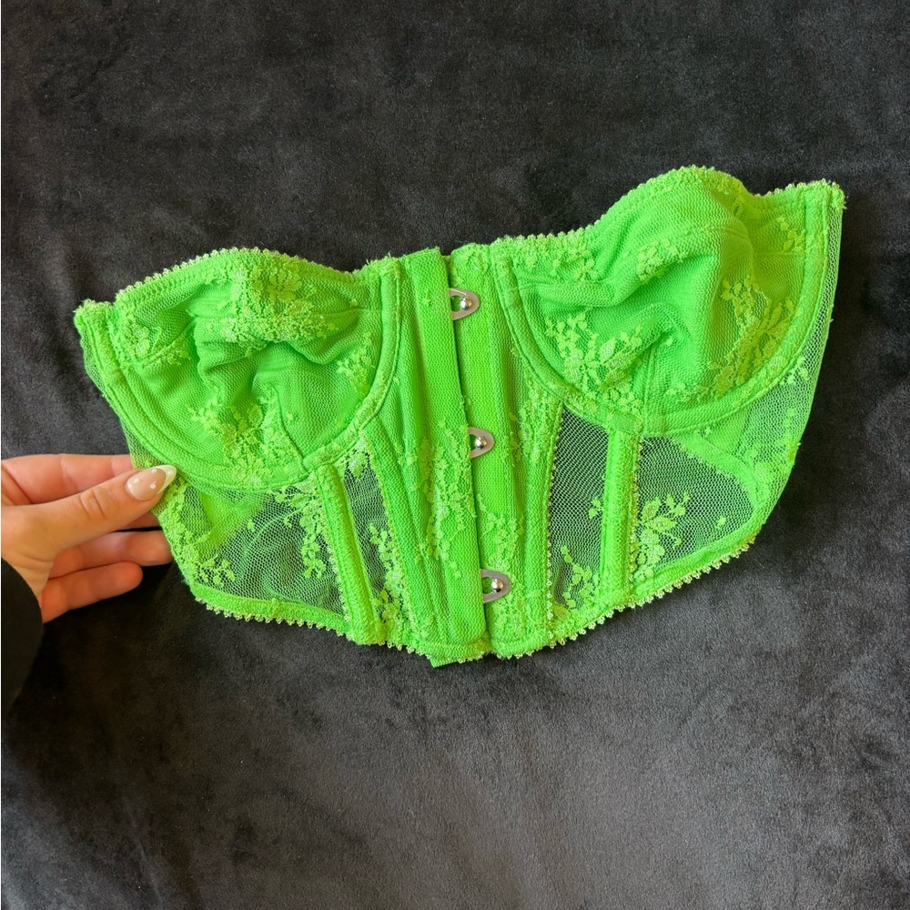 Green lace corset top y2k bustier fairy grunge Urban Outfitters festival